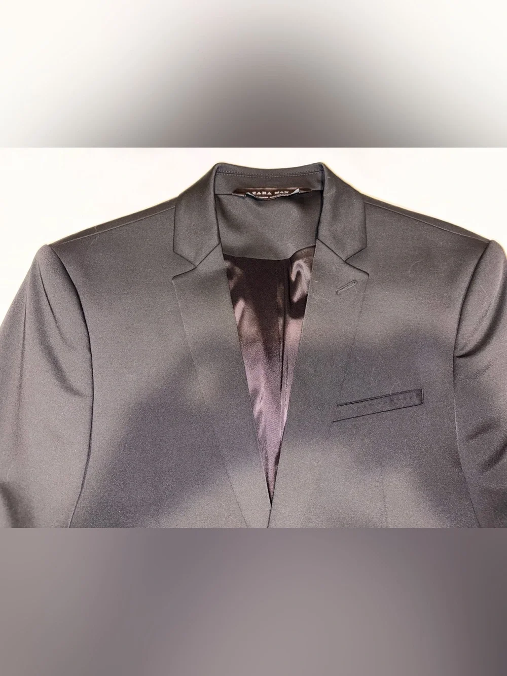 Zara Man Two-Button Black Suit Jacket (36R) & Trousers (31x30) Set Romania Made